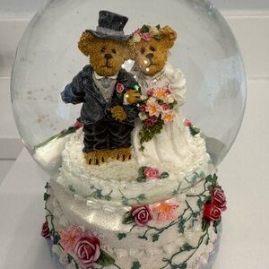 Wedding Bear, anniversary , keepsake musical snow globe. Great for a gift